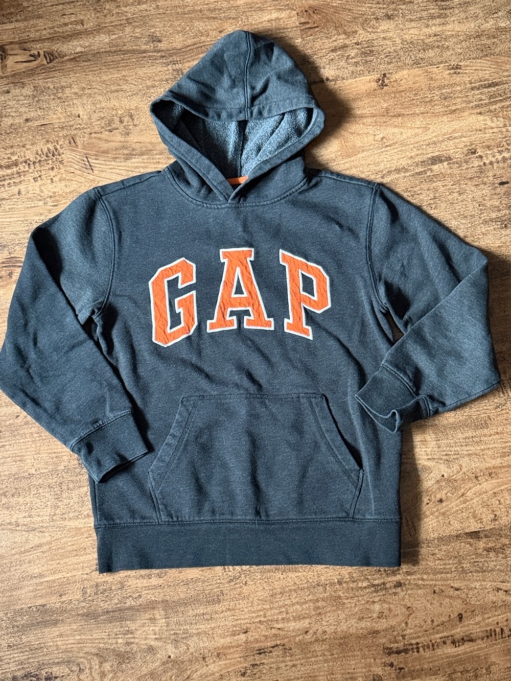 GAP Hoodie with Orange Lettering - Charcoal kids xxl